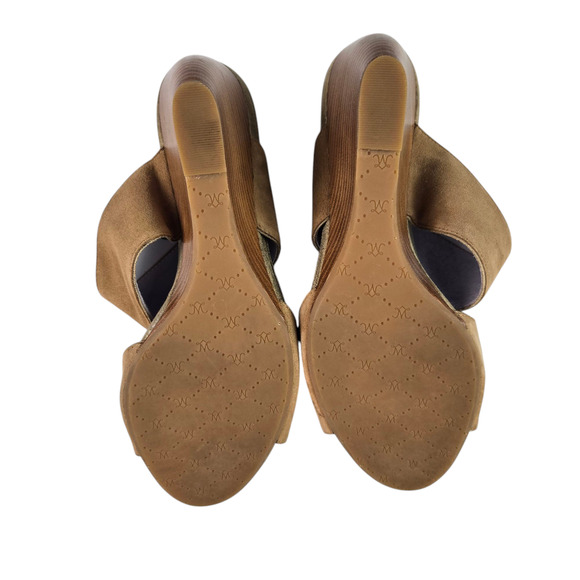 Johnston & Murphy Nisha Wedge Sandals Size 10M Brown Slide - Picture 6 of 10